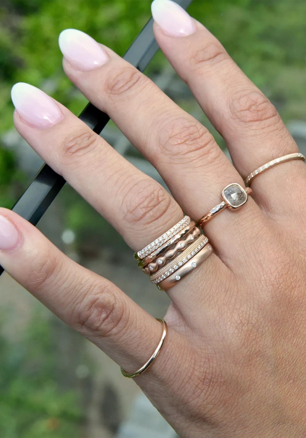 Anne Sportun 18K White Gold Hammer Finish Band