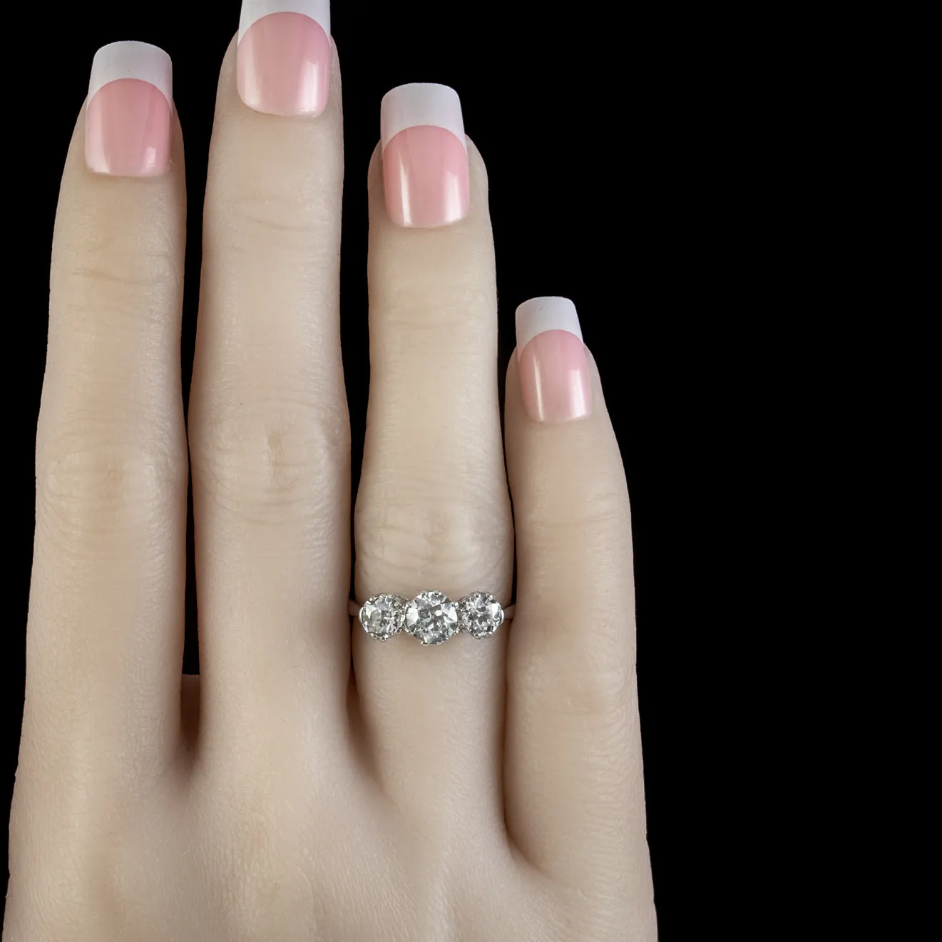 Antique Edwardian Diamond Trilogy Ring 1.65ct Of Diamond Circa 1905