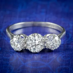 Antique Edwardian Diamond Trilogy Ring 1.65ct Of Diamond Circa 1905
