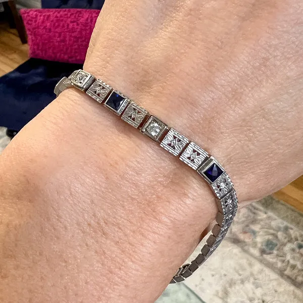 Art Deco Diamond & Sapphire Bracelet