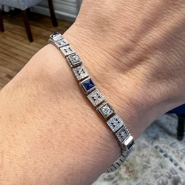 Art Deco Diamond & Sapphire Bracelet