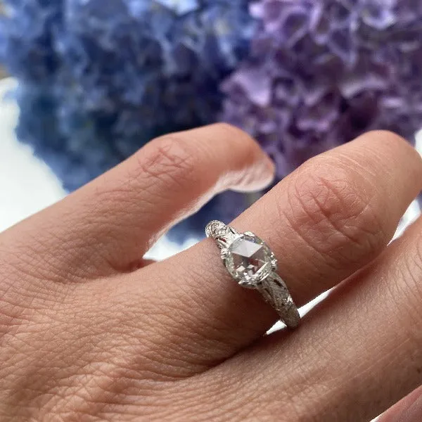 Art Deco Rose Cut Diamond Engagement Ring, 0.68ct.