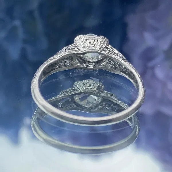 Art Deco Rose Cut Diamond Engagement Ring, 0.68ct.