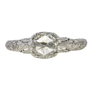 Art Deco Rose Cut Diamond Engagement Ring, 0.68ct.