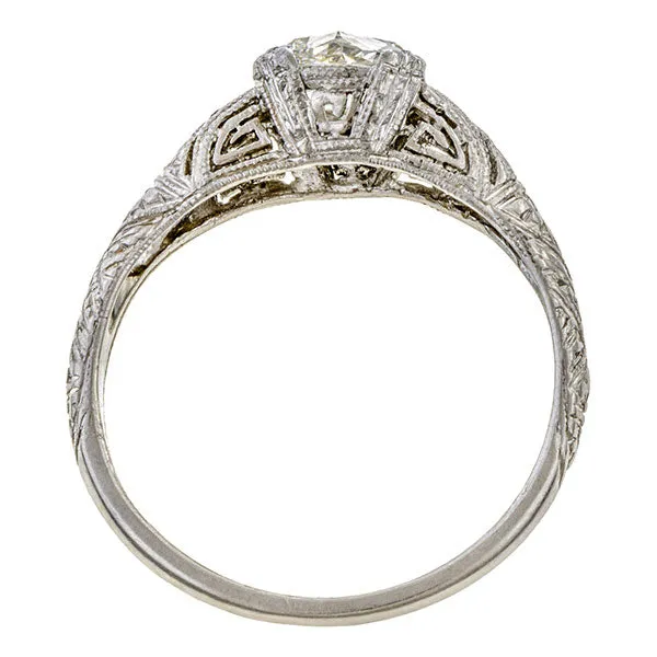 Art Deco Rose Cut Diamond Engagement Ring, 0.68ct.