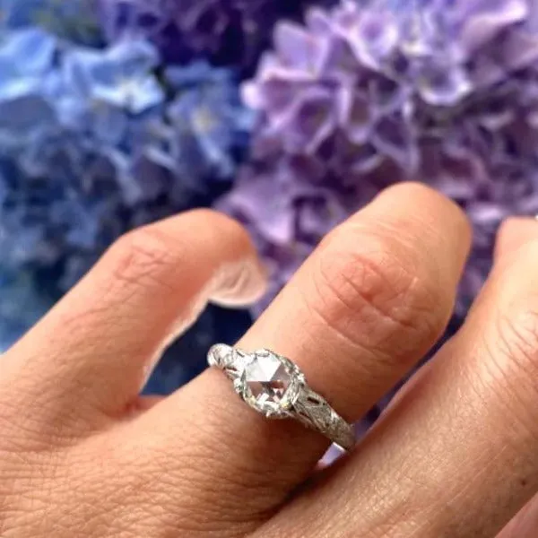 Art Deco Rose Cut Diamond Engagement Ring, 0.68ct.