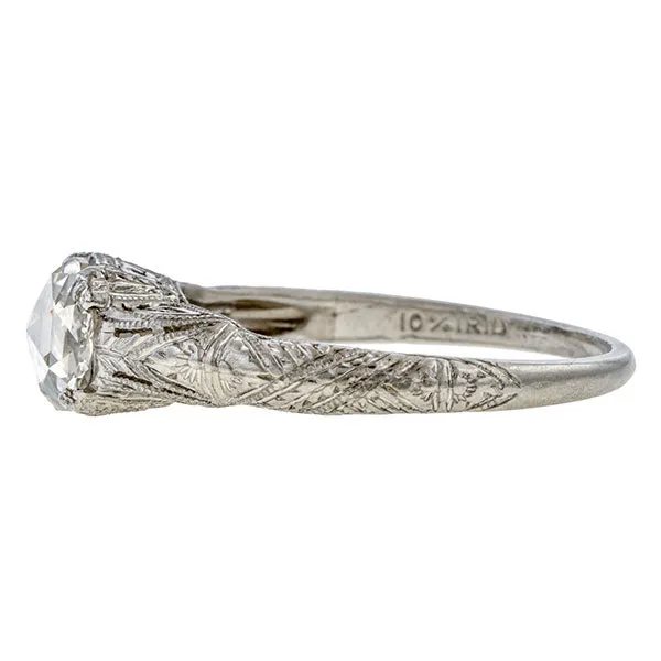 Art Deco Rose Cut Diamond Engagement Ring, 0.68ct.