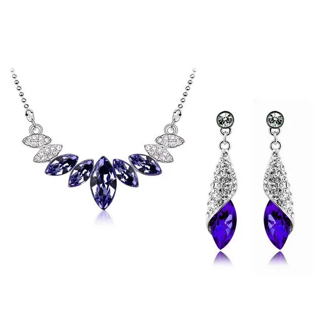 Austrian Marquise Crystal Necklace & Earrings Fashion Wedding Jewelry Set