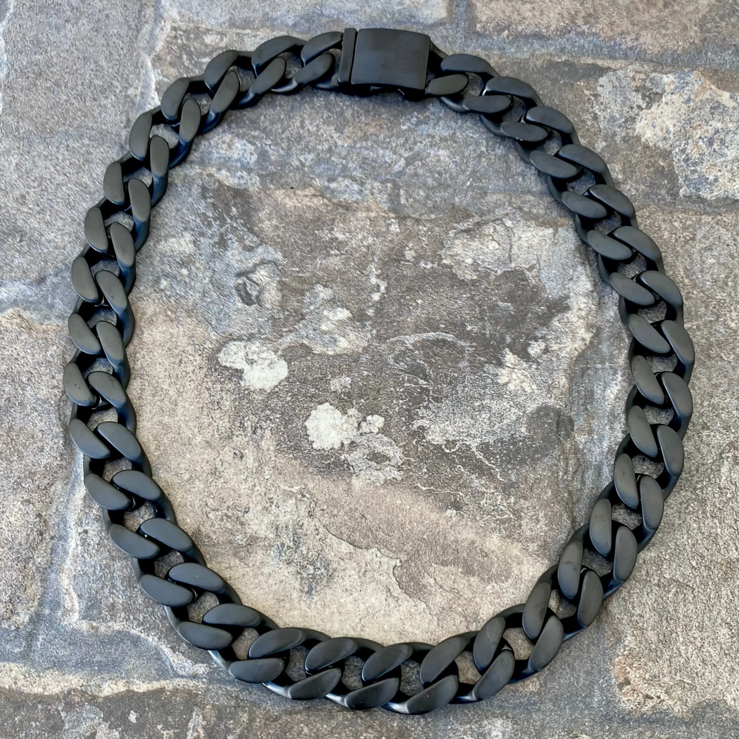 EASY BIKER Matte Black Bagger Necklace - 3/4 Inch Wide (Bracelet Not Included) - Style #1125N