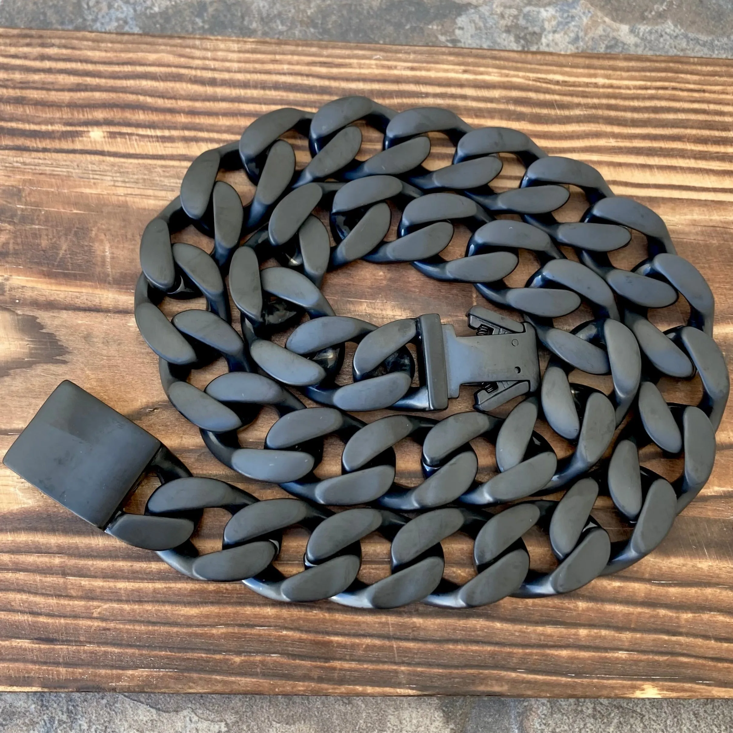 EASY BIKER Matte Black Bagger Necklace - 3/4 Inch Wide (Bracelet Not Included) - Style #1125N