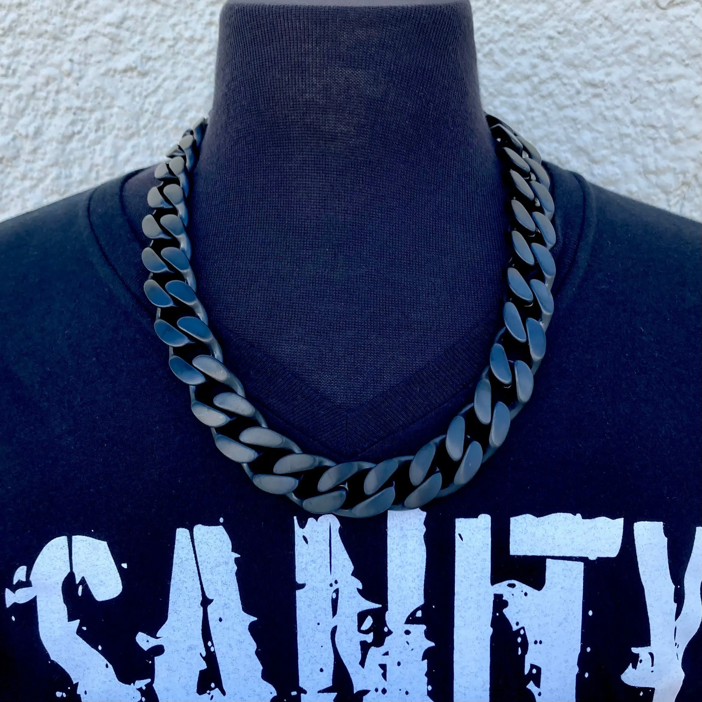 EASY BIKER Matte Black Bagger Necklace - 3/4 Inch Wide (Bracelet Not Included) - Style #1125N