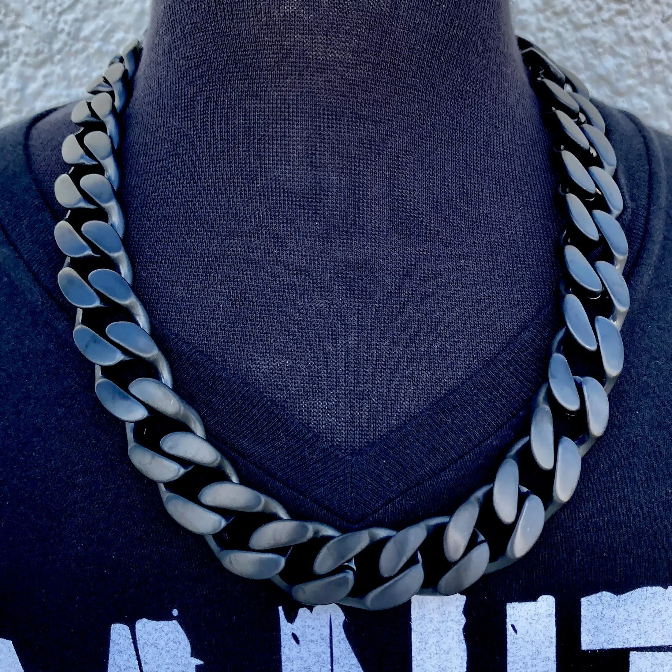 EASY BIKER Matte Black Bagger Necklace - 3/4 Inch Wide (Bracelet Not Included) - Style #1125N