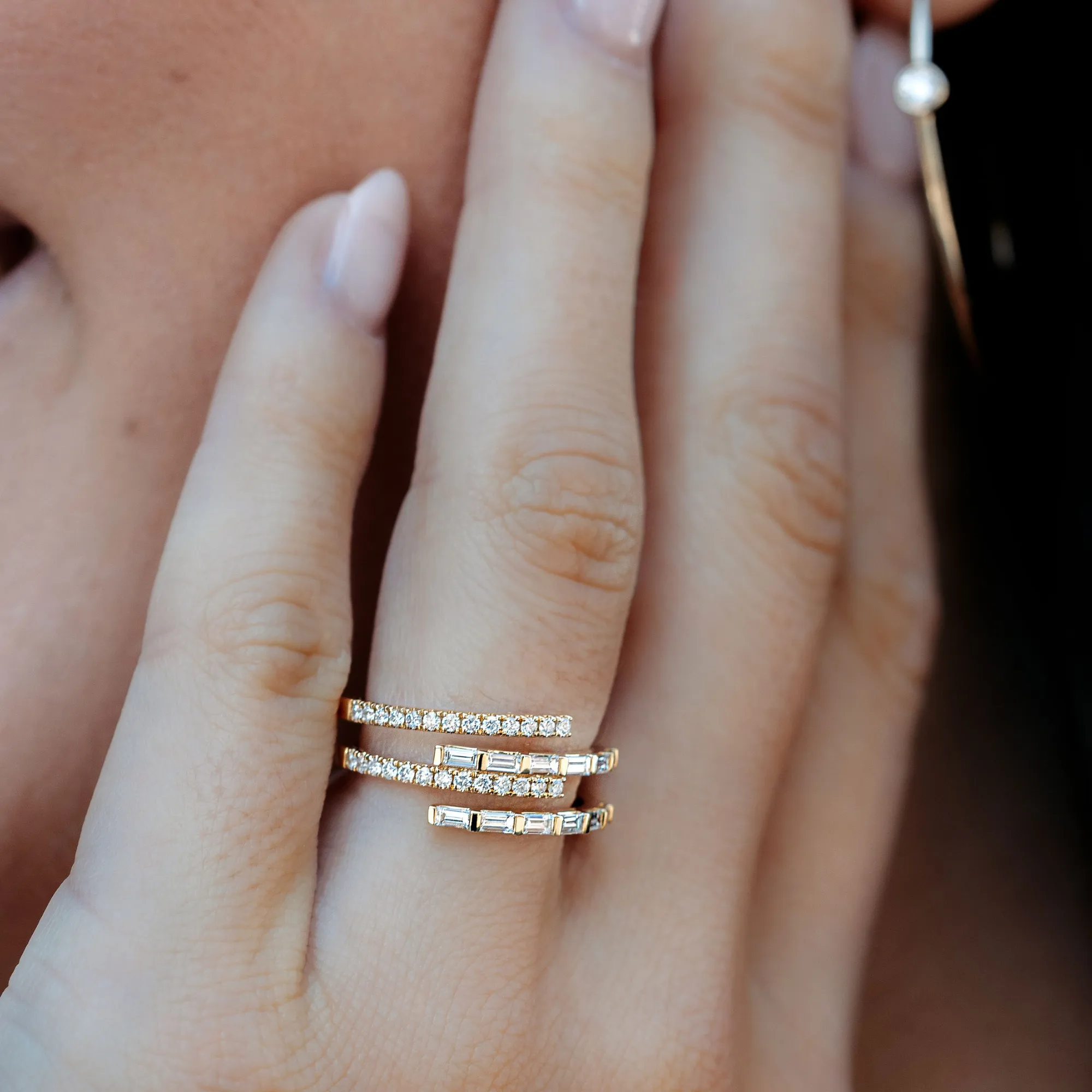 Baguette & Round Diamond Wrap Ring