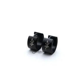 Black Titanium IP Stainless Steel Lizard Huggie Hoop Earrings