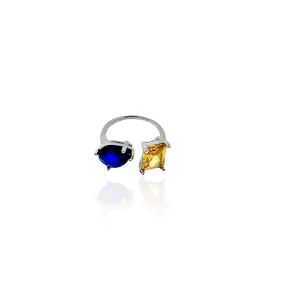 Blue and Yellow Double Stone Ring