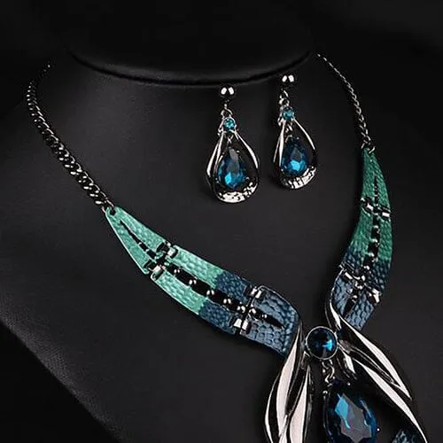 Blue Fashion Choker Jewelry Set