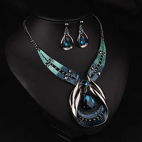 Blue Fashion Choker Jewelry Set