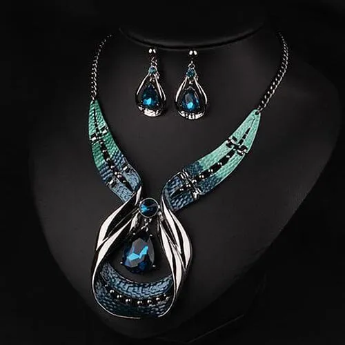 Blue Fashion Choker Jewelry Set