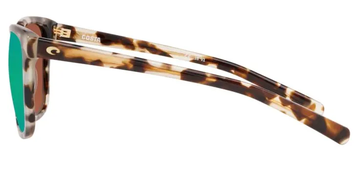 Costa Del Mar Womens May Shiny Tiger Cowrie Frame - Green Mirror 580 Glass Lens - Polarized Sunglasses