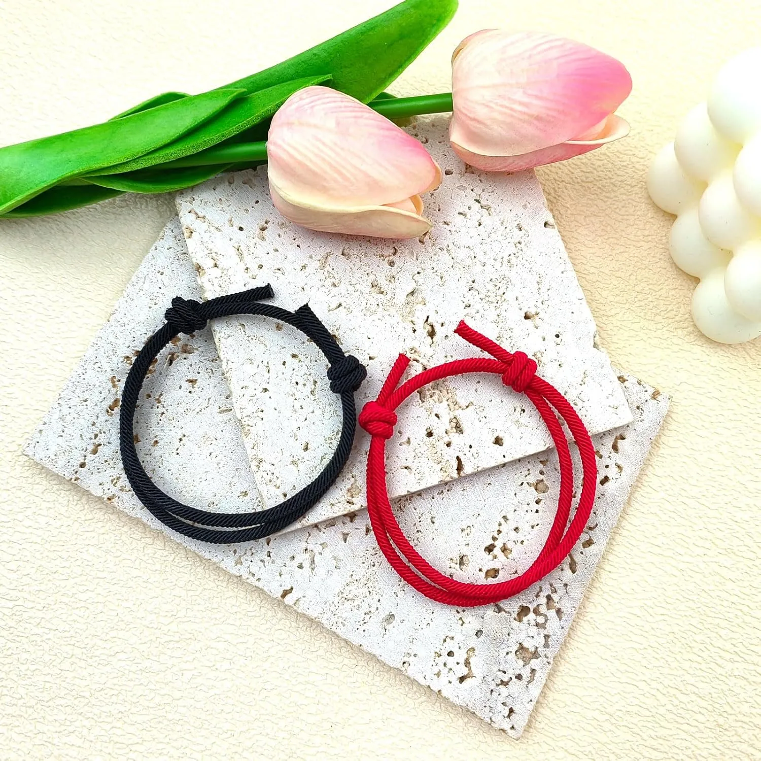 Couple Bracelets Black Red String Bracelet String Bracelets for Girlfriend Boyfriend Partners Matching Adjustable Rope Bracelet for His and Hers