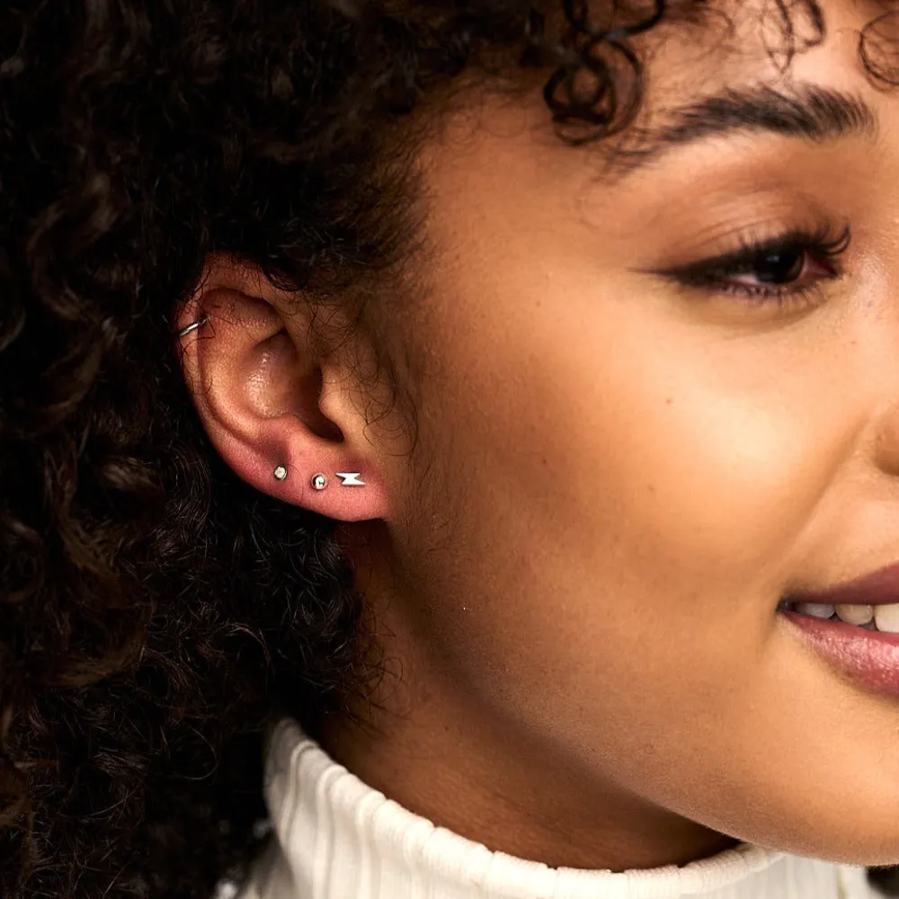 Crystal Stud & Lightning Ear Party Made With Swarovski Crystals - Silver