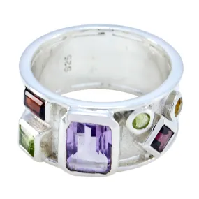 Cunning Gemstone Multi Stone Silver Ring Bridesmaids Jewelry Sets