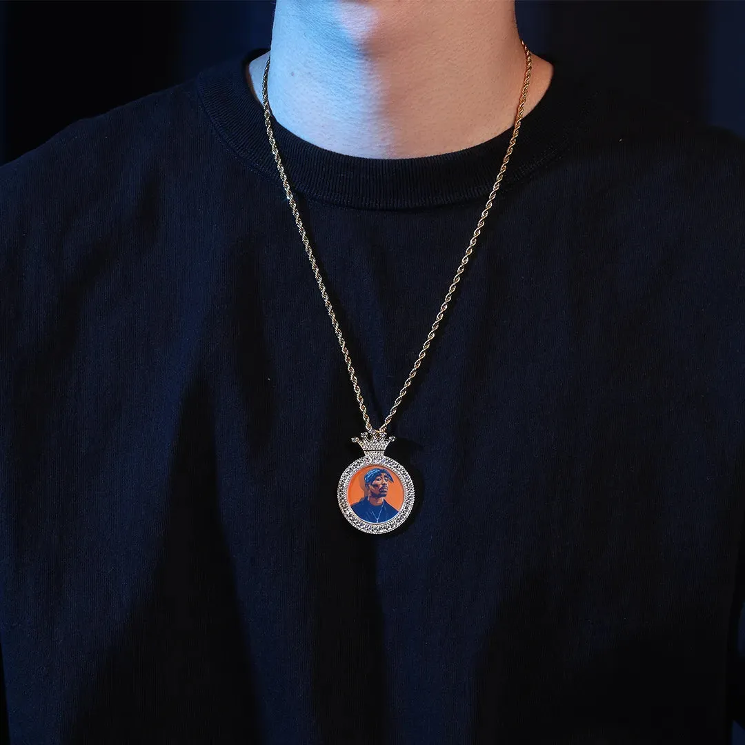 Custom Crown Bail Round Photo Pendant