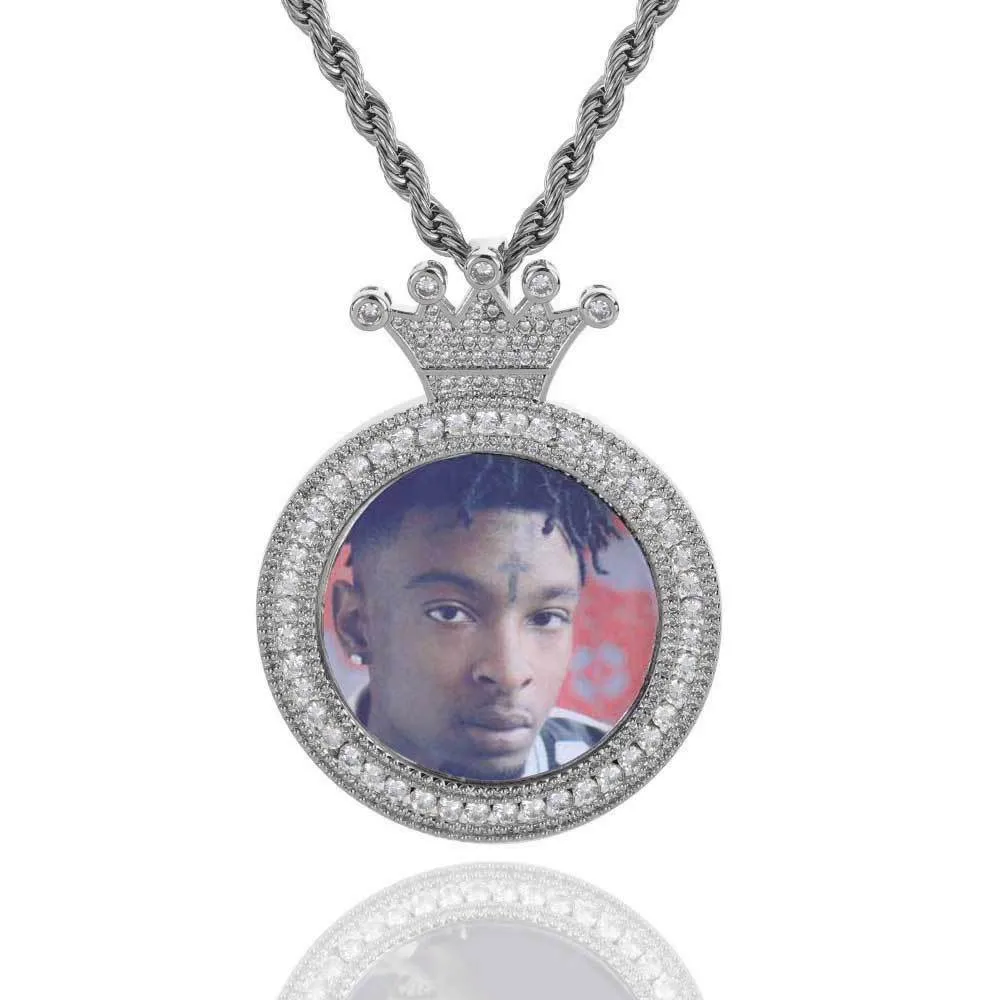 Custom Crown Bail Round Photo Pendant