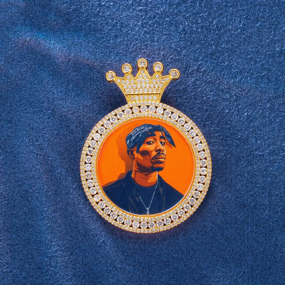 Custom Crown Bail Round Photo Pendant