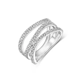 CZ Three Layer Coil Wrap Sterling Silver Ring