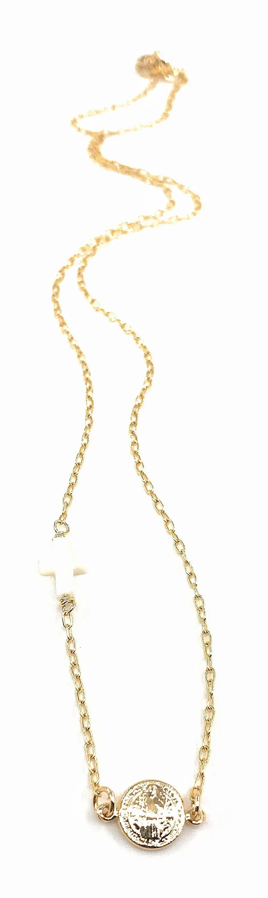Dainty San Benito Medal Gold Plated Choker Chain
