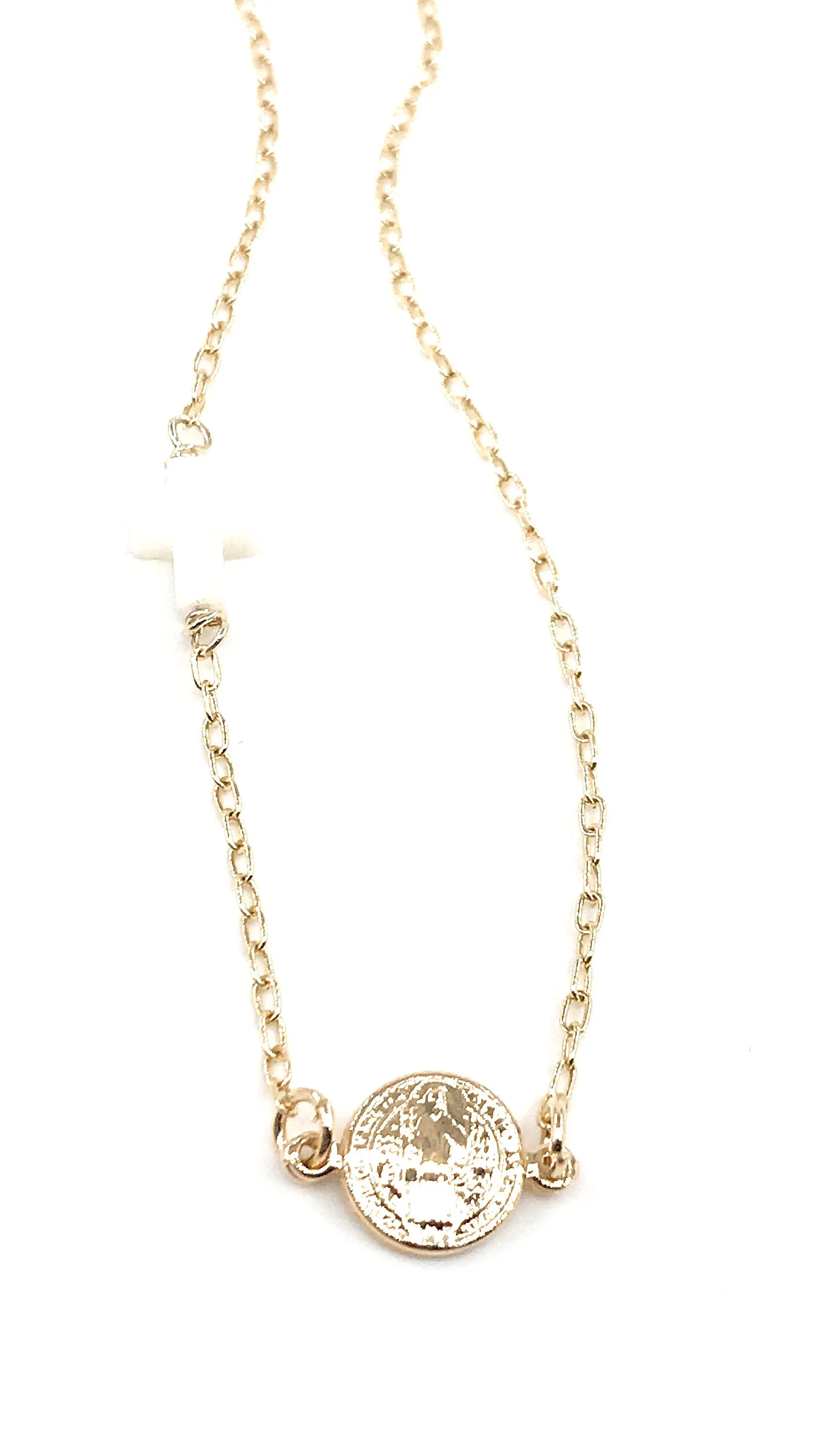 Dainty San Benito Medal Gold Plated Choker Chain