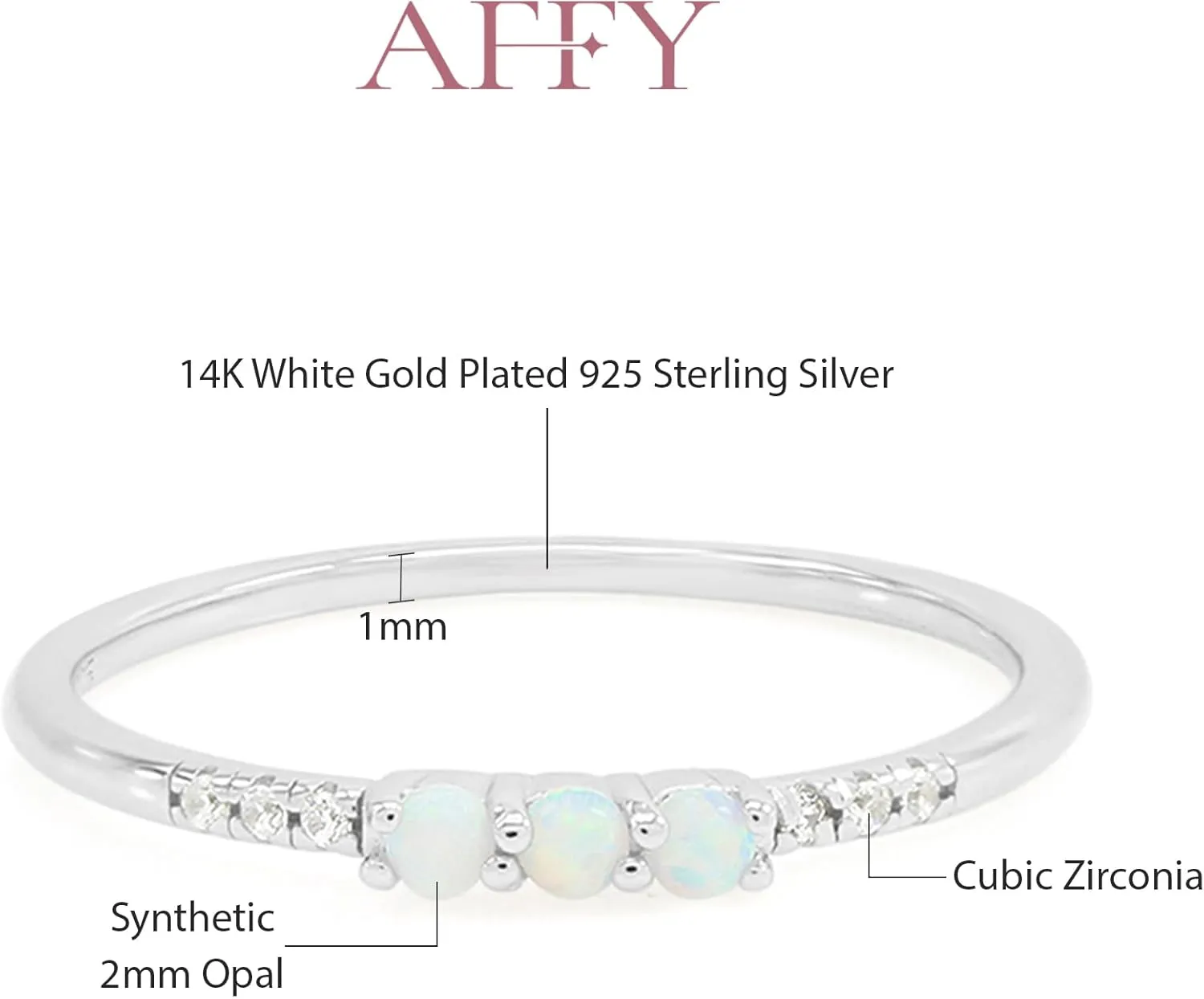 Dainty Stackable Three Round Shape Stone, Synthetic Opal Wedding Bridal Engagement Ring Band for her in 10K Solid Gold or Sterling Silver, Jewelry Gift For Her
