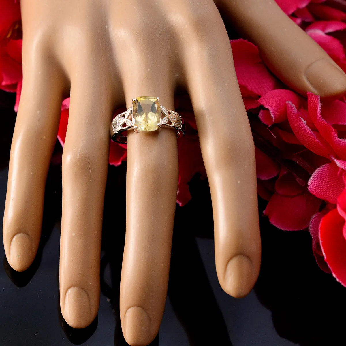 Desirable Gem Citrine 925 Sterling Silver Ring Steampunk Jewelry