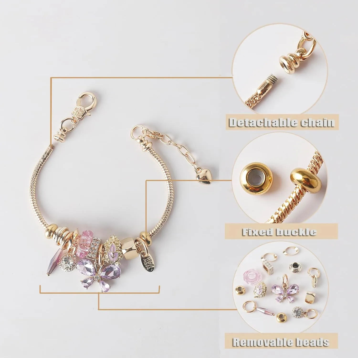 DS Charm Bracelets for teen girls exquisite cute cartoon friendship bracelet Gold Stainless Steel Bangle birthday Gift box Adjustable little girls kids jewelry holiday gifts