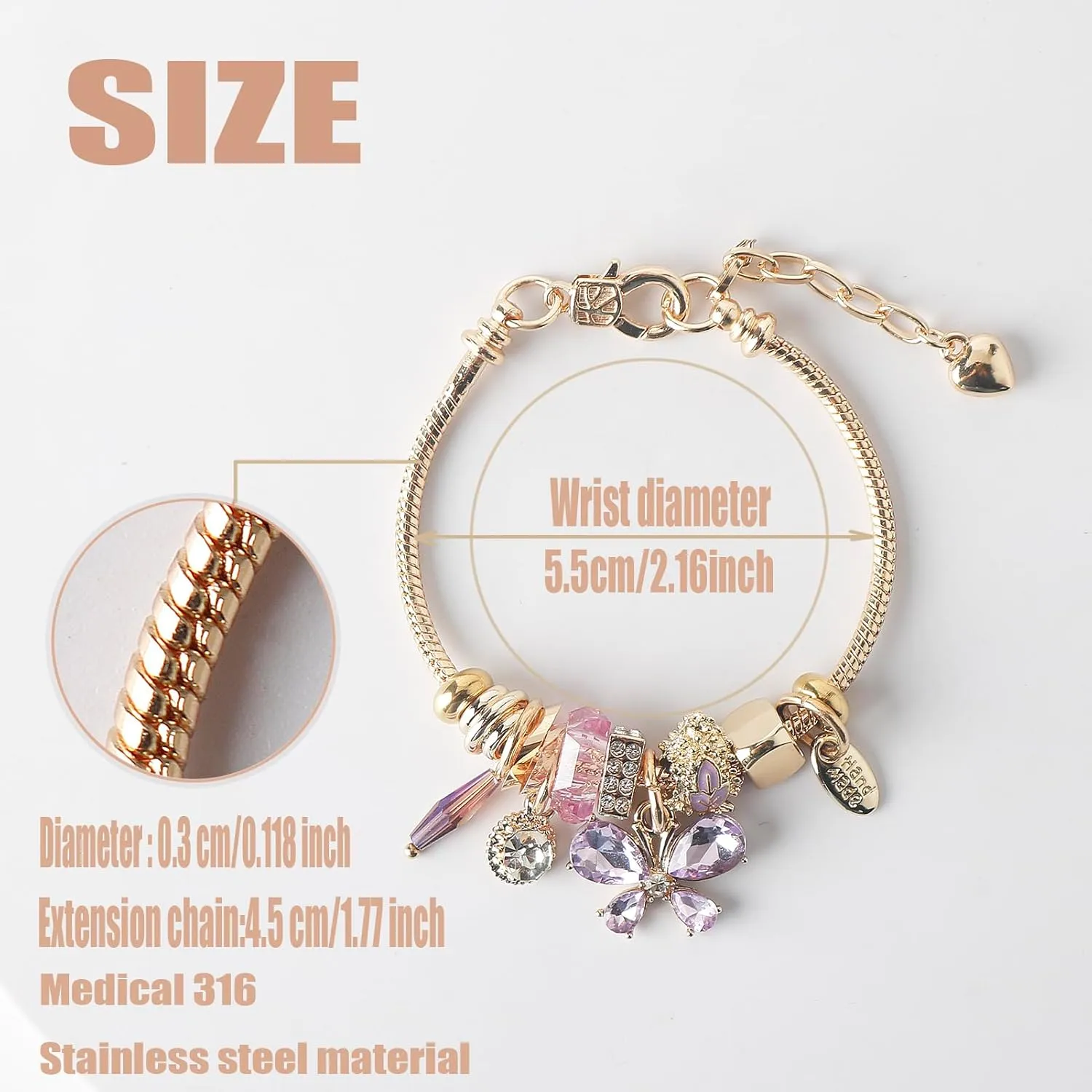 DS Charm Bracelets for teen girls exquisite cute cartoon friendship bracelet Gold Stainless Steel Bangle birthday Gift box Adjustable little girls kids jewelry holiday gifts