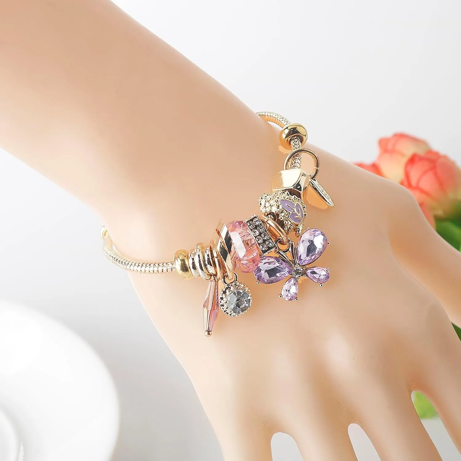 DS Charm Bracelets for teen girls exquisite cute cartoon friendship bracelet Gold Stainless Steel Bangle birthday Gift box Adjustable little girls kids jewelry holiday gifts