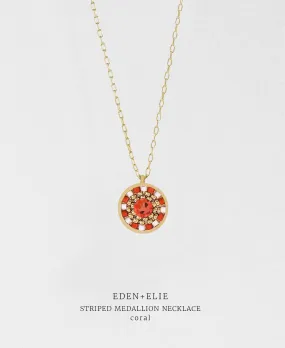 EDEN   ELIE Striped Medallion necklace - Coral