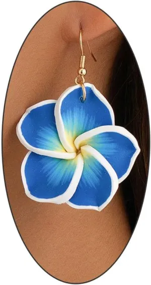 Elegant Flowers Dangle Earrings for Women, Colorful Polymer Clay Floral Dangling Drop Earrings Boho Style Large Flower Statement Earrings as Holiday Jewelry