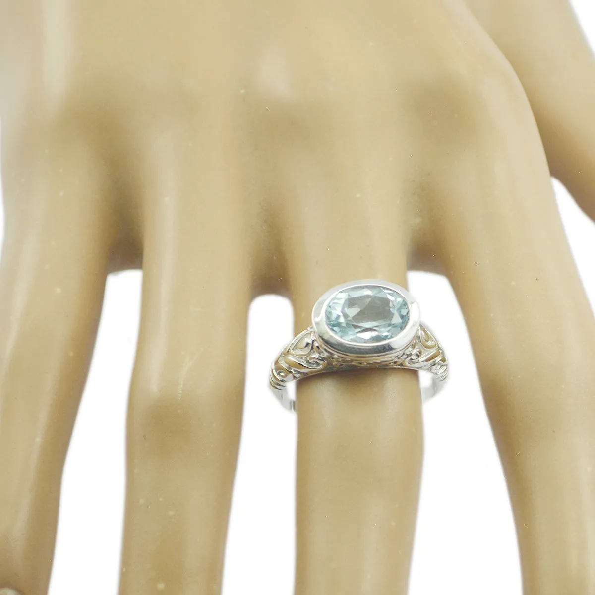 Elegant Gem Blue Topaz 925 Sterling Silver Ring Jewelry Making Class