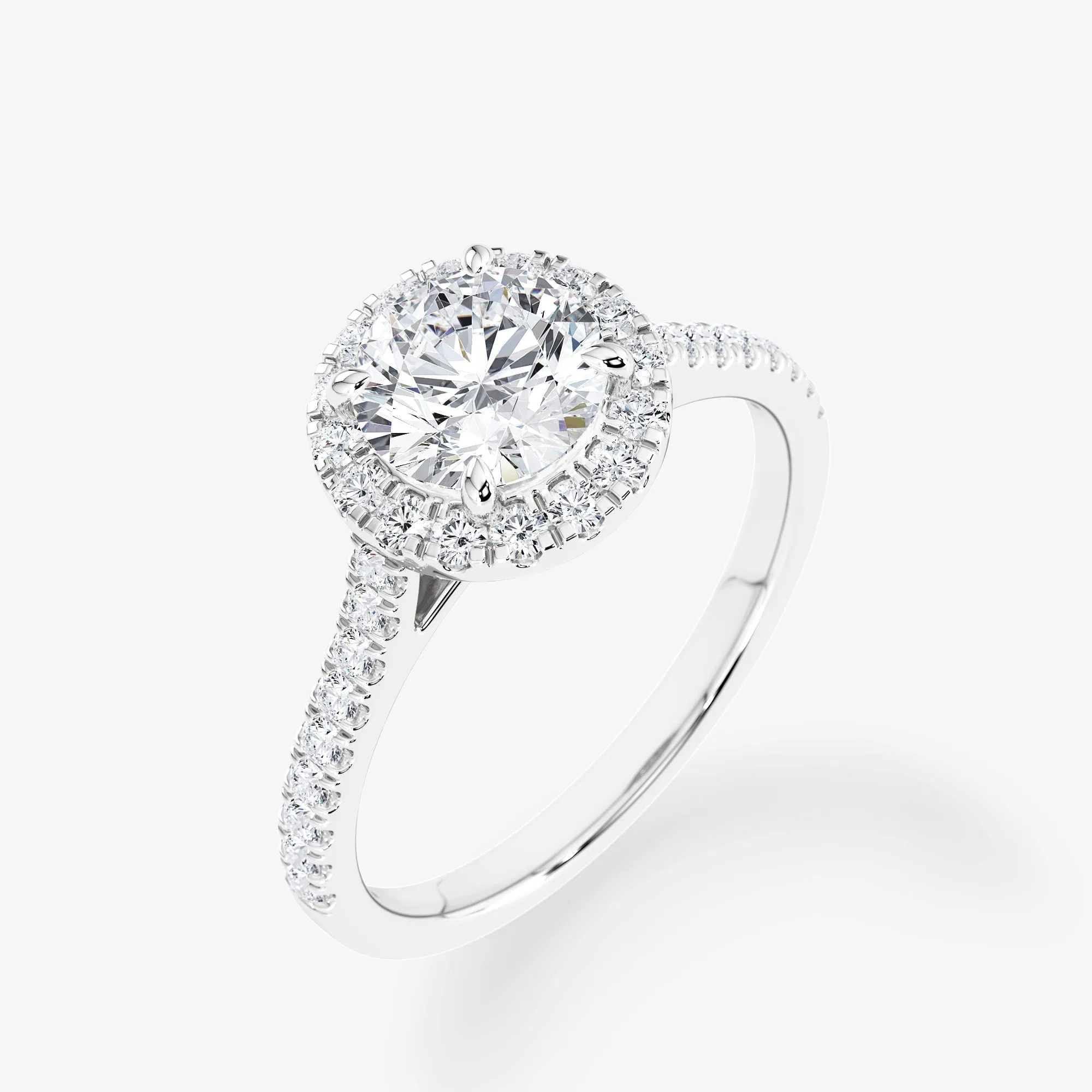 Embellished Halo 1.00 Carat Brilliant Cut Diamond 18K Gold Ring