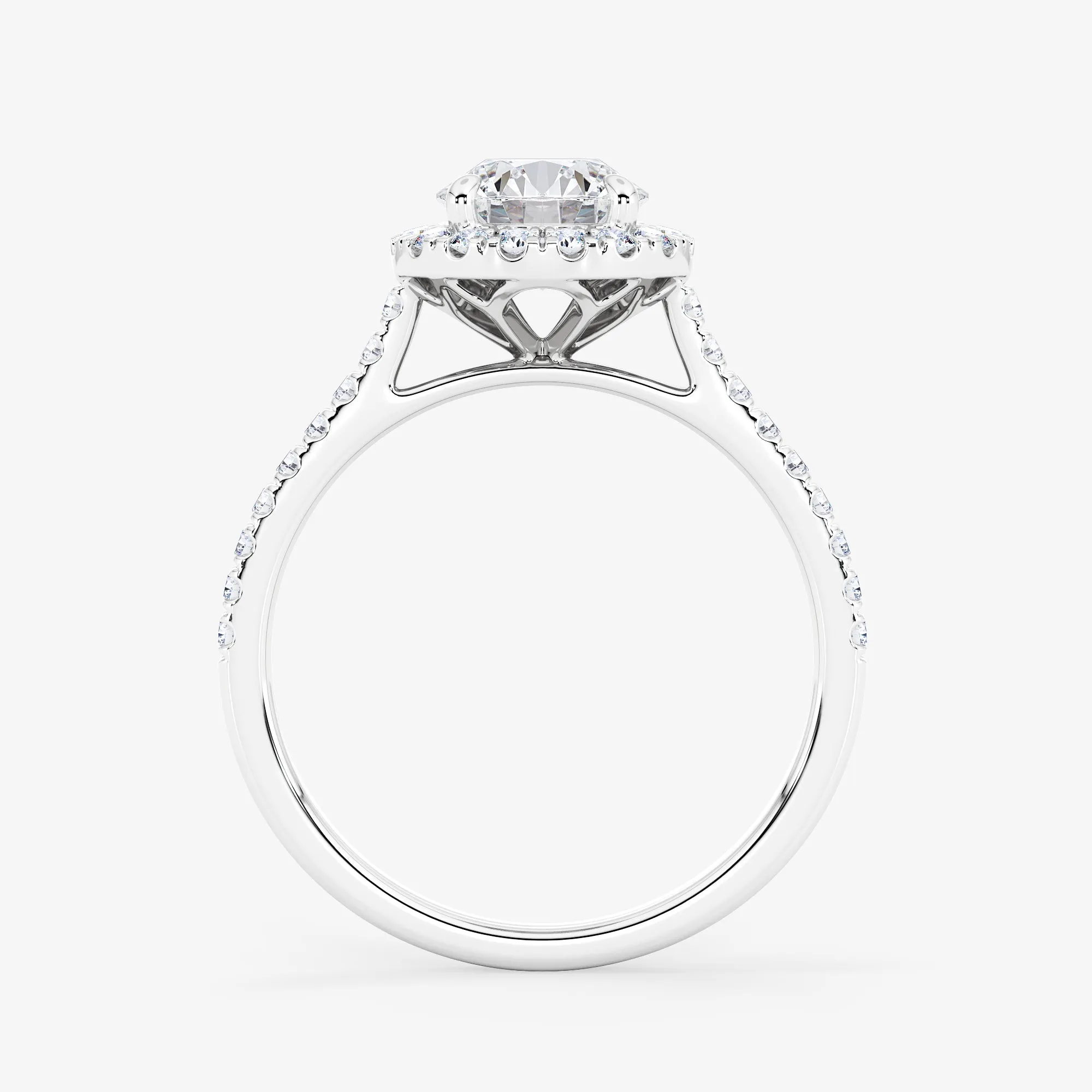 Embellished Halo 1.00 Carat Brilliant Cut Diamond 18K Gold Ring