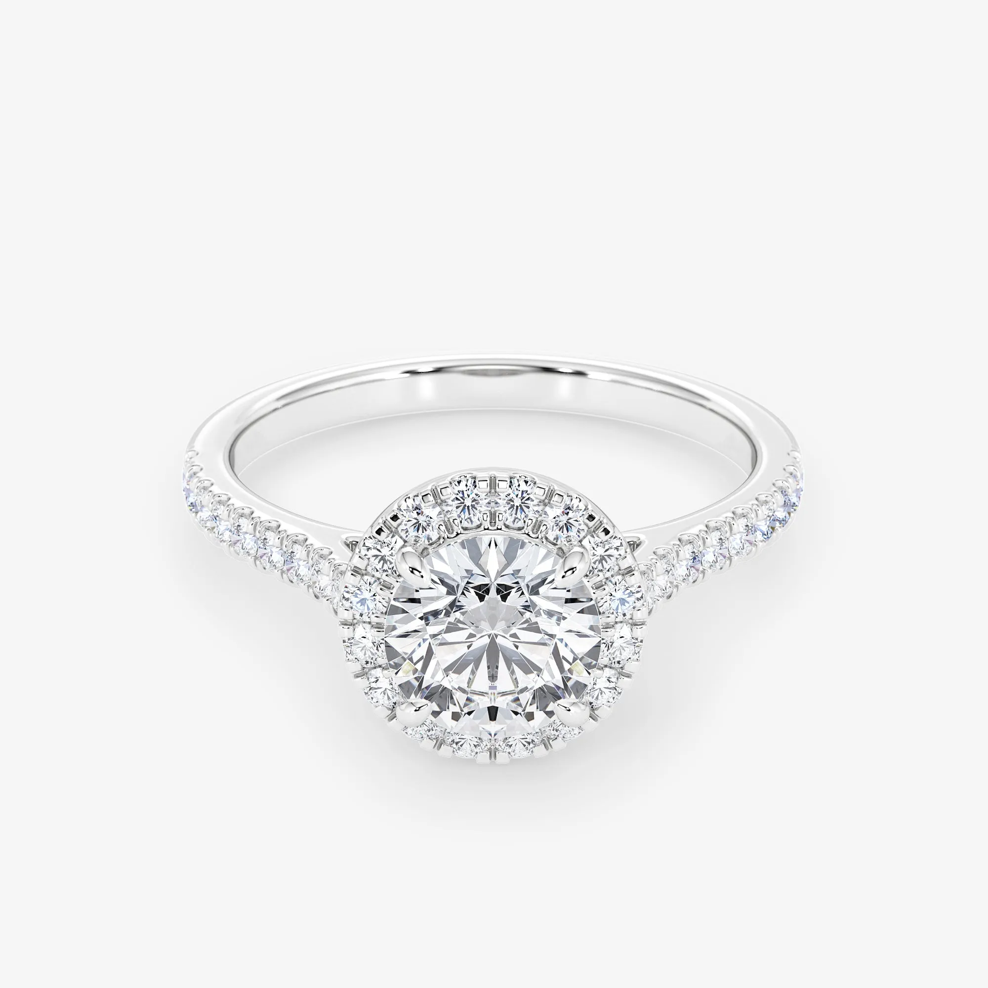 Embellished Halo 1.00 Carat Brilliant Cut Diamond 18K Gold Ring