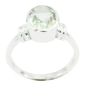 Enticing Gem Green Amethyst Sterling Silver Ring Grandmother Gift