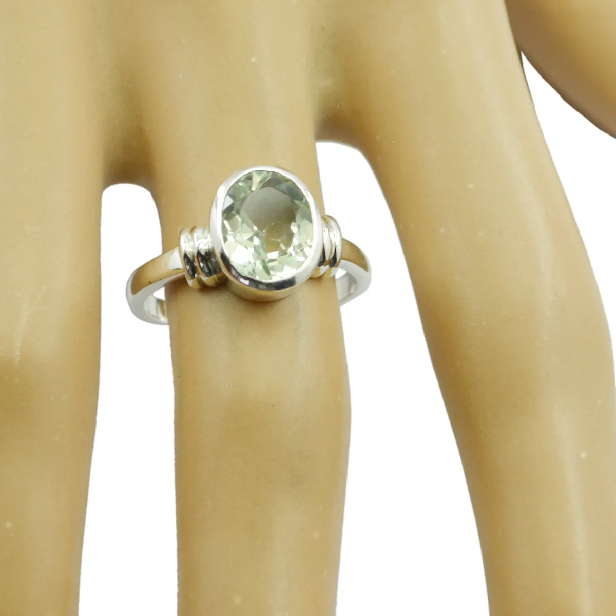 Enticing Gem Green Amethyst Sterling Silver Ring Grandmother Gift