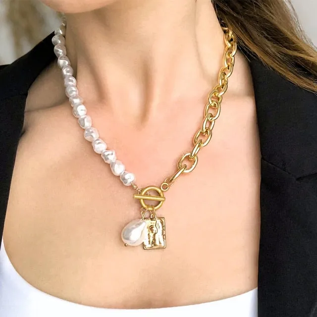 Fashion Long Boho Multilayered Pearl Pendant Necklace