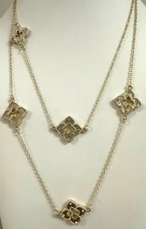 Flower Quad CZ Necklace