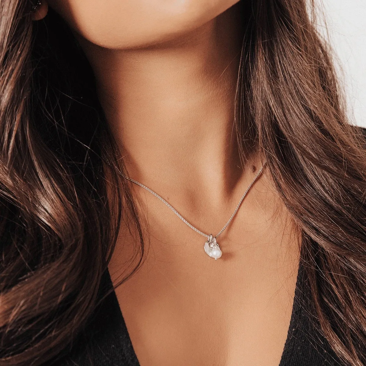 Freshwater Pearl Pendant Charm (Silver)