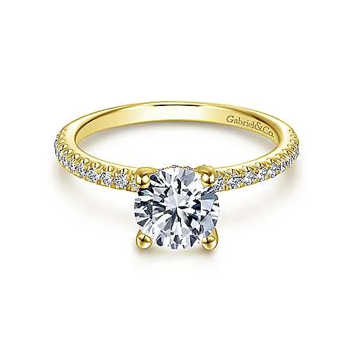 Gabriel "Serenity" 14K Yellow Gold Round Diamond Engagement Ring