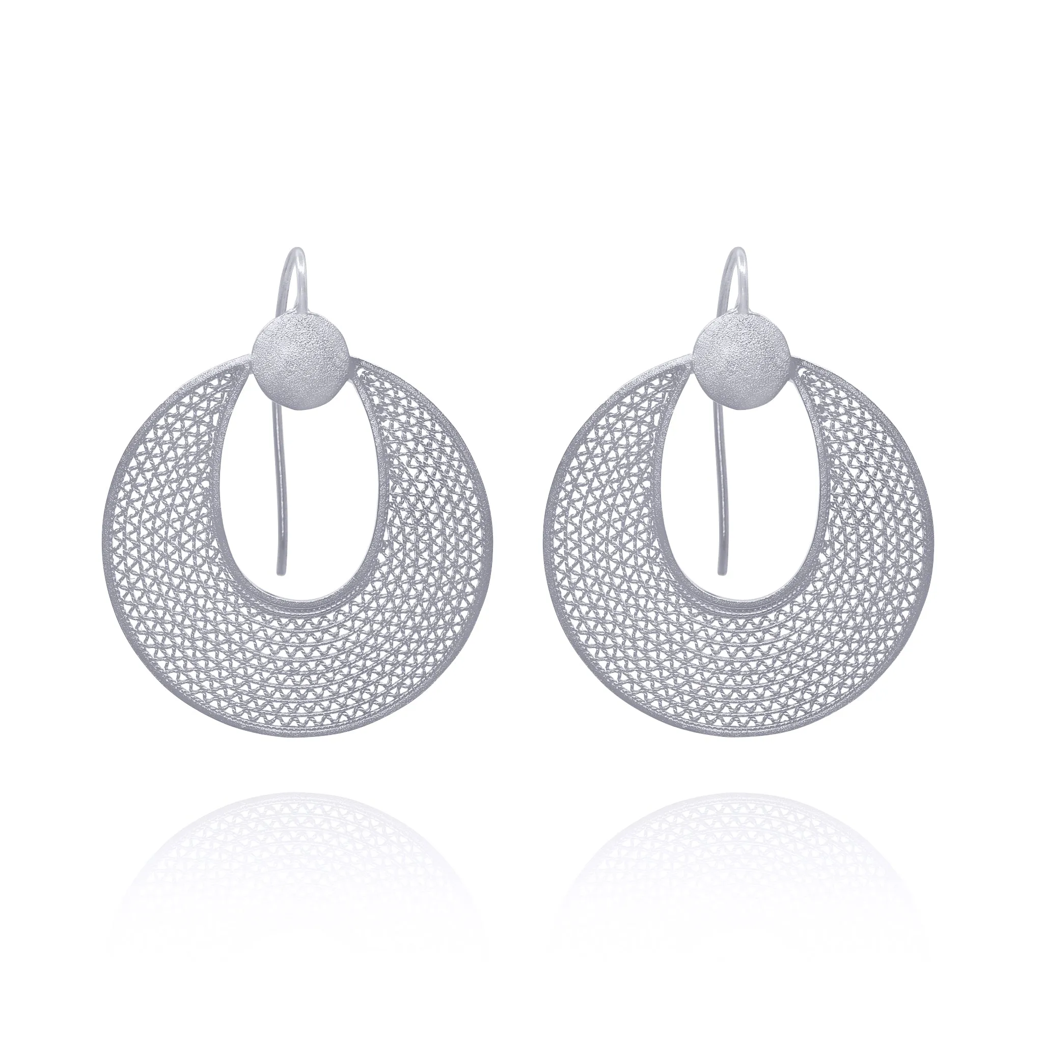 GENEVIVE SILVER MEDIUM EARRINGS FILIGREE